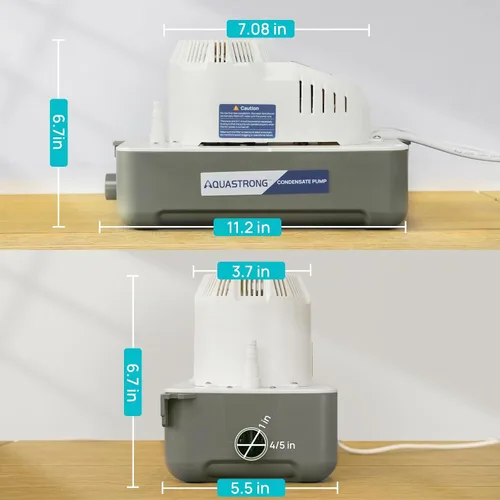 Vista 6 de Aquastrong Bomba de condensado HVAC de 115 V 70 GPH, bomba de extracción de condensado de CA con interruptor de seguridad automático y tubo de 19.7