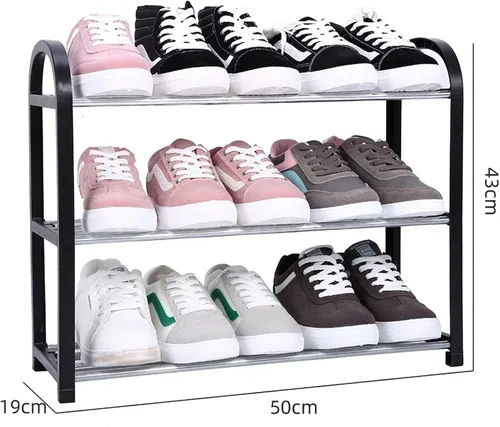 Vista 2 de Estante de zapatos Zapatero de aluminio de metal de pie Zapatero de pie DIY Estante de almacenamiento de zapatos Estante organizador para el hogar