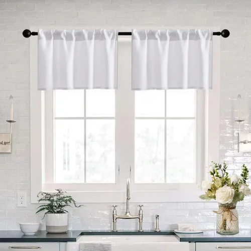 Vista 37 de XTMYI Cortinas pequeñas para ventana de sótano, cenefas opacas para oscurecer la habitación para sala de estar, juego de 2 unidades, beige natural