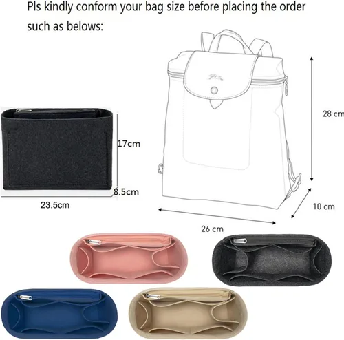 Vista 2 de Lckaey bolso mochila organizador para le pliage mochila fieltro bolsa inserto organizador multi bolsillo 1013beige
