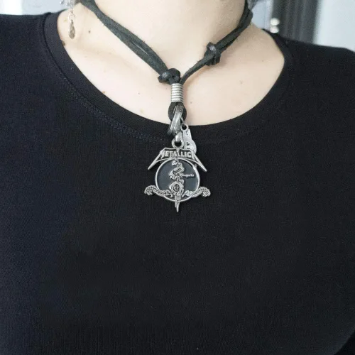 Vista 4 de EBSEM Collar de leyendas musicales, cordón de cuero genuino para hombres y mujeres