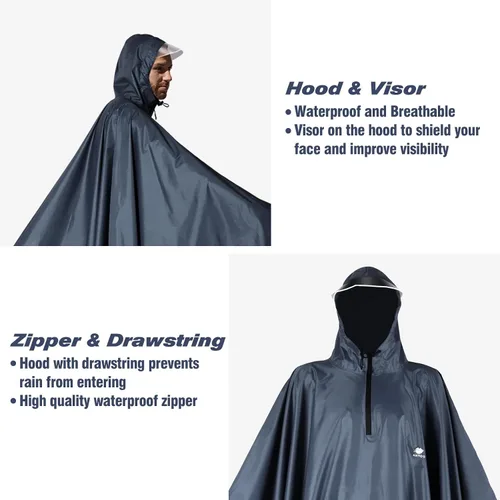 Vista 3 de Anyoo Poncho de lluvia impermeable para bicicleta, capas de lluvia, ligeras, compactas, reutilizables, para adultos