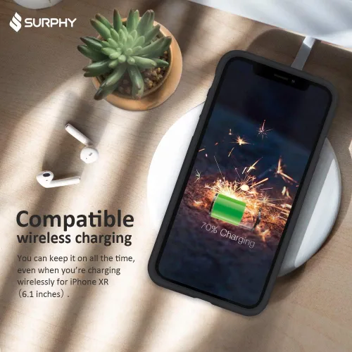 Vista 4 de SURPHY - Carcasa de silicona para iPhone XR, suave, a prueba de golpes, con forro de microfibra, compatible con iPhone XR (2018) de 6.1 pulgadas