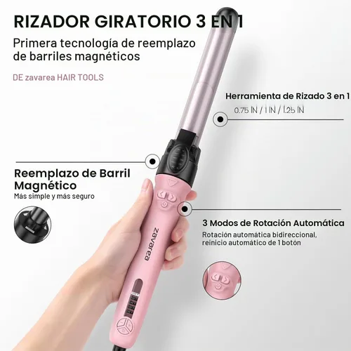 Vista 3 de El rizador automático giratorio fijó 3 barriles de cerámica para las ondas
