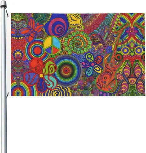 Vista 18 de Banderas para exteriores, retro de los años 60, bandera de jardín de verano de doble cara, banderas de patio de 3 x 5 pies, decoración de jardín
