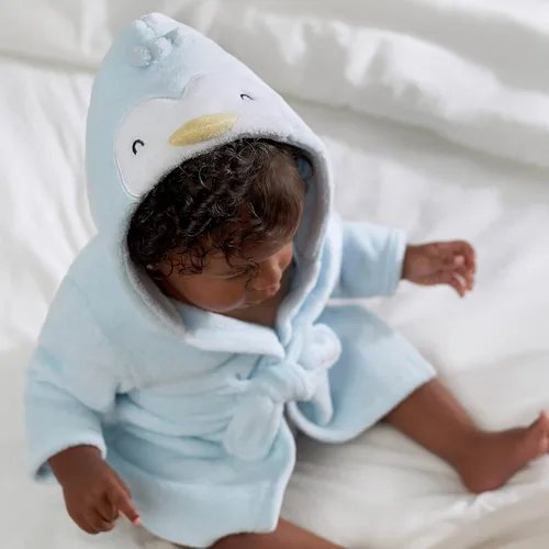 Vista 2 de Gerber Albornoz unisex de felpa suave con capucha de personaje animal para bebé
