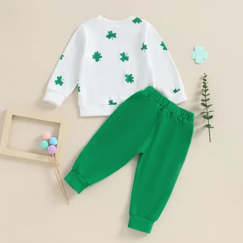 Vista 3 de Ropa para el día de San Valentín para bebé, sudadera de manga larga con letras, pantalones deportivos elásticos para otoño e invierno