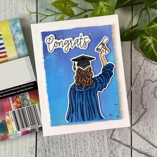 Vista 6 de Estudiantes de posgrado Vista trasera Troqueles y sellos para hacer tarjetas So Pround of You, To the Graduate, You Did It,Words Alpahbets - Sello