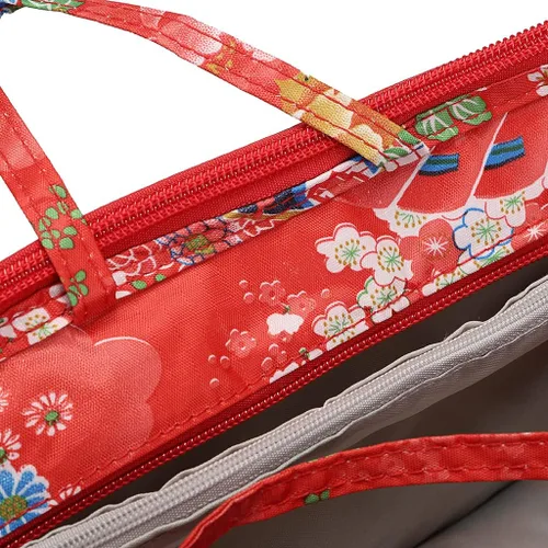 Vista 6 de BTSKY Organizador de bolsas de impresión dentro del bolso, organizador de bolsa de alta capacidad con 13 bolsillos con asa (flor festiva)
