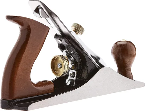 Vista 3 de Amazon Basics No.4 Banco de alisado de precisión universal ajustable plano de mano con hoja de 2 pulgadas y asas de madera