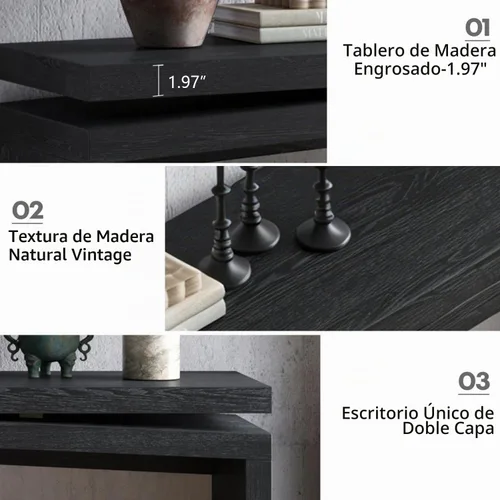 Vista 5 de SSLine Mesa consola de madera de 65 pulgadas, mesas estrechas y largas para sofá detrás del sofá, mesa de entrada para sala de estar, pasillo