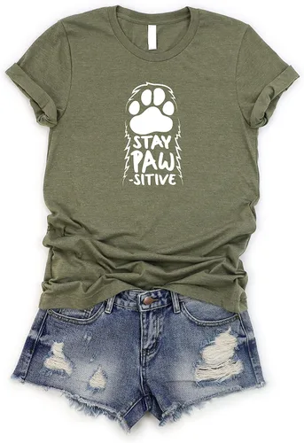 Vista 2 de Stay Pawsitive Shirt, Dog Parent Tee, Paw Love Shirt, Paw Love Tee, Dog Lover Shirt, Paw Print Heart Shirt, Paw Print Shirt