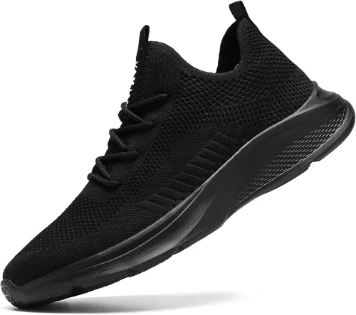 Vista 2 de VAMJAM Tenis de correr para hombre ligeros transpirables de punto volador de malla con cordones para caminar entrenamiento casuales deportivos