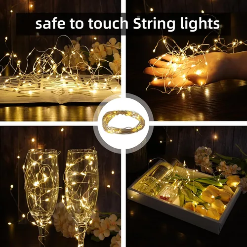 Vista 5 de Luces para botellas de vino – Paquete de 4 tapones de botella recargables de 140 mAh con 20 luces LED, 8 modos de luz de conmutación, perfecto