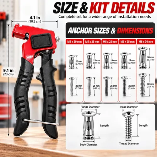 Vista 6 de 91 Piece Petal Jack Nuttool Kit M4/M5/M6 Wall Metal Anchors Installation #B