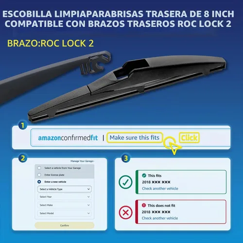 Vista 2 de 5 PLUS RearQuiet Limpiaparabrisas Trasero De 8 Pulgadas, Limpiaparabrisas