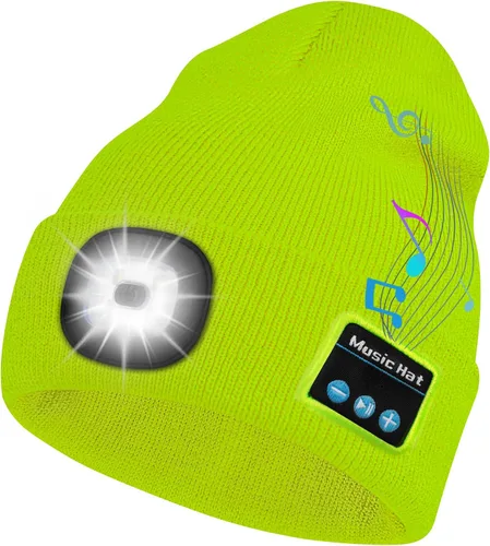 Vista 17 de Bosttor Gorro Beanie Bluetooth con Luz, Gorra con Linterna Frontal con Auriculares y Micrófono de Altavoz Integrado, Regalos para Hombres Mujeres