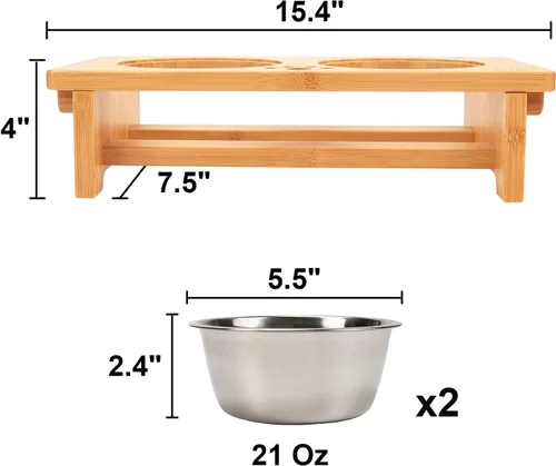 Vista 5 de HTB Cuencos elevados para perros, soporte elevado para perros con 2 cuencos de acero inoxidable, cuencos elevados para perros grandes, medianos