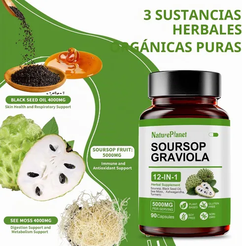 Vista 7 de NaturePlanet - Paquete de cápsulas líquidas de amargos de guanábana y amargos de guanábana