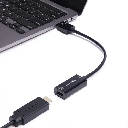 Vista 6 de Amazon Basics Convertidor DisplayPort (4k@60Hz) a HDMI hembra (no compatible con un puerto USB), negro, 9.25 x 0.87 x 0.47 pulgadas