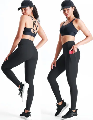 Vista 10 de Neleus calzas de yoga para mujer con bolsillo y cintura alta, para correr, con control de barriga