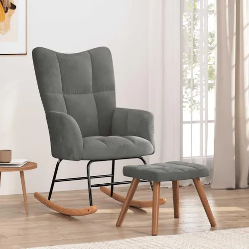 Vista 2 de vidaXL Mecedora, silla de acento mecedora, asiento acolchado con reposapiés, silla auxiliar para sala de estar, dormitorio, estilo retro, terciopelo