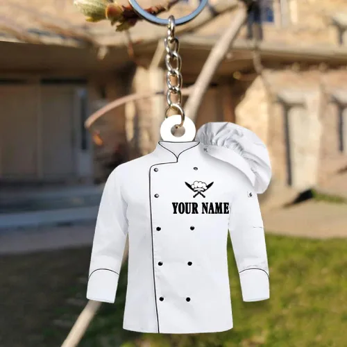 Vista 2 de IZI POD Llavero personalizado con forma de chef, llaveros de chef personalizados para regalos de hombres, llavero de regalo para chef (estilo 3), S1