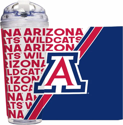 Vista 42 de Rico Industries Taza acrílica NCAA estándar de 24 onzas con tapa con bisagra, taza de doble pared oficialmente licenciada con pajita