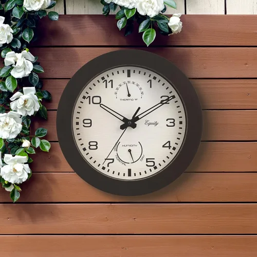 Vista 5 de Equity by La Crosse 29005 - Reloj de pared marrón con termómetro e higrómetro (10 pulgadas)