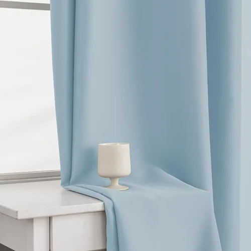 Vista 5 de Cortinas extralargas, 132 pulgadas de largo, cortinas de techo alto con ojales para ventanas altas y loft (1 panel, azul claro, 52 x 132 pulgadas)