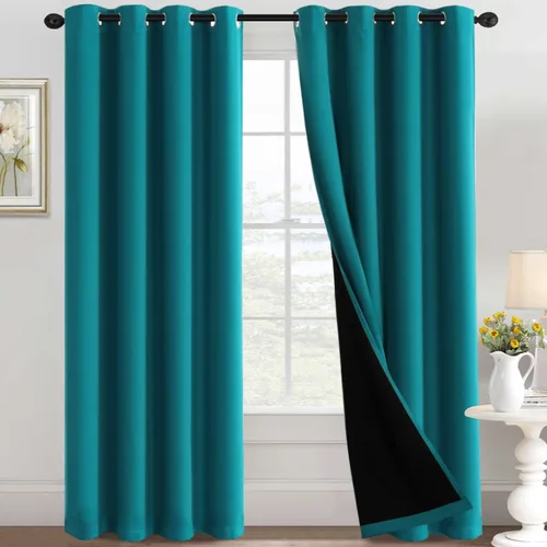 Vista 13 de H.VERSAILTEX Cortinas 100% de opacidad con aislamiento térmico, cortinas opacas completas para sala de estar, cortinas de ventana de eficiencia