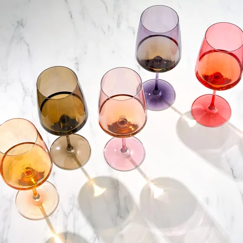 Vista 4 de Viski Reserve Nouveau - Copas de vino coloridas, cristalería de cristal para vinos tintos y blancos, vasos con tallo para regalos de boda