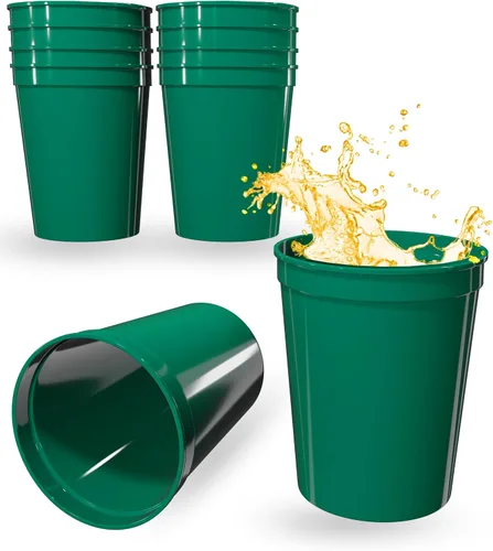 Vista 14 de PartyPrints Paquete de 100 vasos pequeños de plástico en blanco reutilizables de 10 a 12 onzas, vasos de estadio a granel, sin BPA, aptos