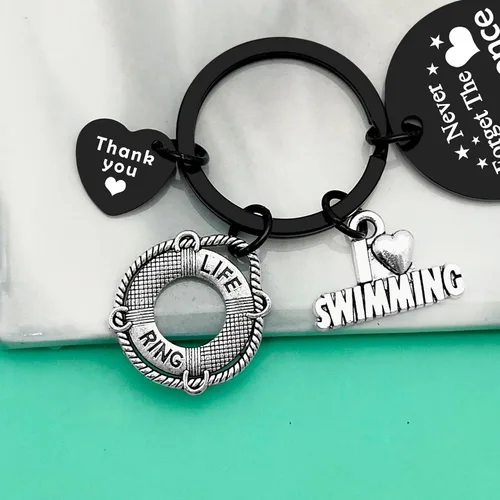 Vista 2 de Regalos de entrenador de natación para hombres, llavero de entrenamiento de natación, regalo de agradecimiento para profesor de natación, instructor