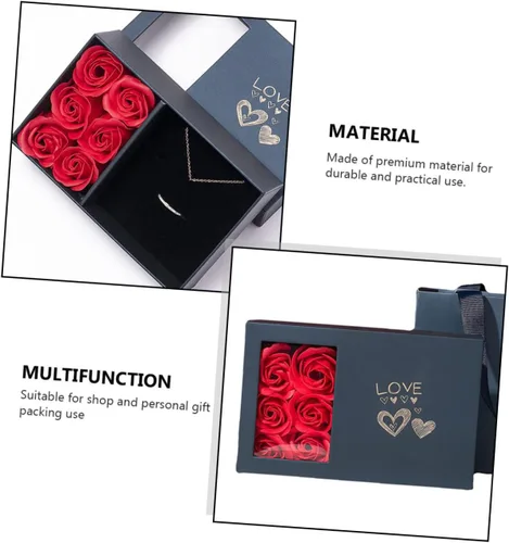 Vista 8 de LIFKOME Caja de embalaje de 3 juegos de caja de joyería anillo de rosa eterna para sus bolsas de regalo de joyería vintage joyería de flores bolsa