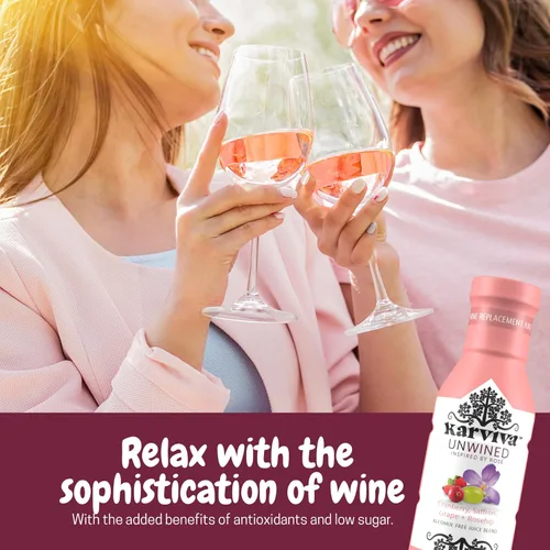 Vista 3 de Karviva Alternativa al vino rosado sin vino sin alcohol – Bajo en azúcar, orgánico, mezcla de hierbas para relajación, equilibrio hormonal y salud