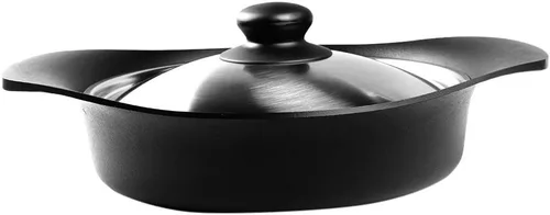Vista 12 de Sori Yanagi Nanbu - Sartén de aceite con diseño simple y alta practicidad, fabricada en Japón, tapa de hierro y mango incluidos, compatible
