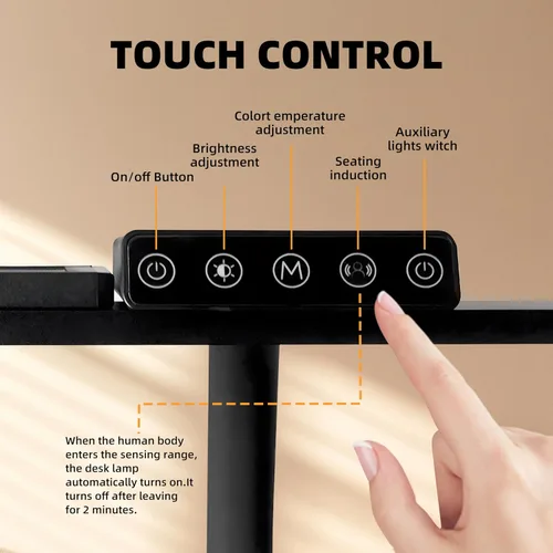 Vista 7 de BAYSQUIRREL Lámpara de escritorio LED con abrazadera, luz de escritorio con sensor humano, cuello de cisne, protección ocular remota, lámpara