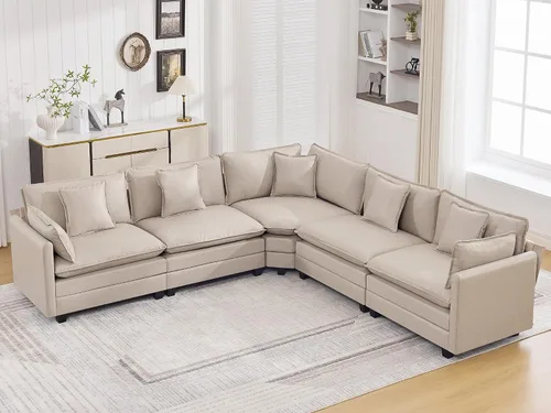 Vista 83 de Sofá modular en forma de nube de 113 pulgadas, sofás de asiento profundo de gran tamaño para sala de estar, sofá modular tapizado de chenilla