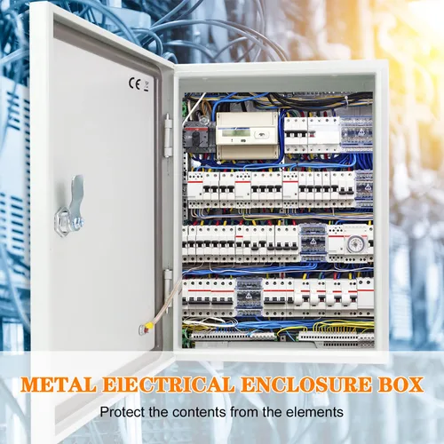 Vista 2 de Caja Eléctrica Exterior 12 x 12 x 8'' Gabinete NEMA 4X Caja de Acero Impermeable Caja de Conexiones Eléctrica Bloqueable Gabinete Eléctrico Exterior