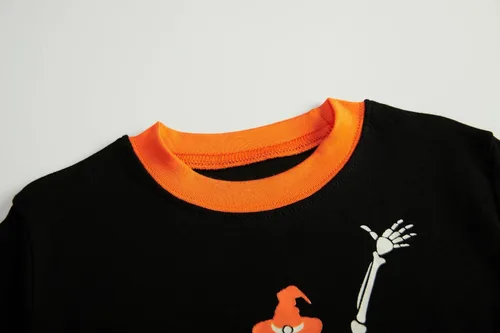 Vista 4 de Toddler Boys Skeleton Pajamas Sets Kids Pumpkin Sleepwear Boys Halloween 2 Pcs PJS