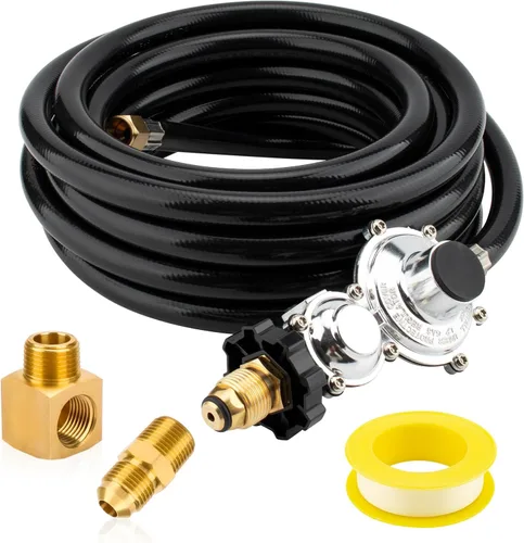 Vista 6 de Manguera de propano F273684 de 12 pies con regulador POL compatible con calentadores Mr Heater Big Buddy, manguera de calentador de propano sin