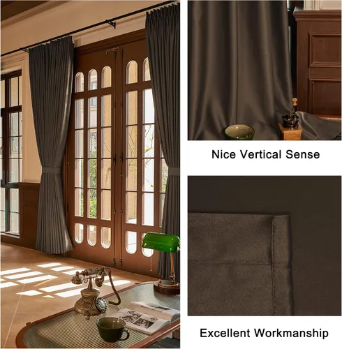 Vista 29 de HUTO Cortinas Plisadas de Pinzas Opacas con Aislamiento Térmico para Oscurecer la Habitación, Panel de Tratamiento de Ventana para Sala de Estar