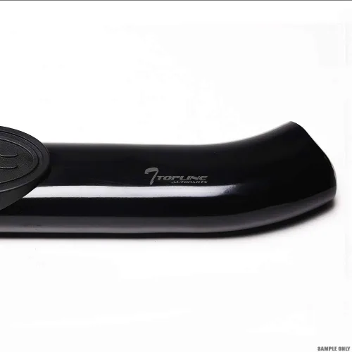Vista 6 de Estribos de riel Nerf de 4 pulgadas con extremo doblado ovalado, color negro, compatible con Ford F150 SuperCrew 15-22 / 17-22 F250 F350 F450 F550