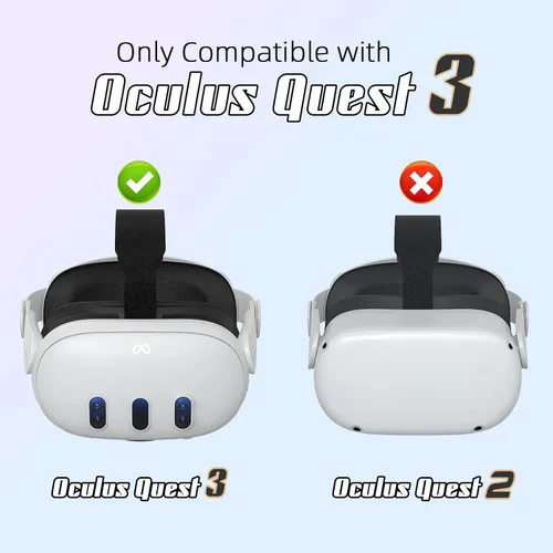 Vista 2 de Correa para la cabeza compatible con Oculus Quest 3, accesorios Meta Quest 3, correa ajustable Elite repuesto para mayor comodidad soporte e