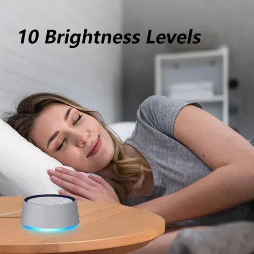 Vista 4 de Máquina de sonido de ruido marrón con 30 sonidos relajantes, luz nocturna de 12 colores para bebés, adultos, niños, máquina de dormir, 36 niveles