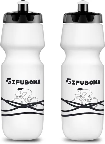Vista 13 de 750ml Bike Water Bottle with Holder Combo 2 Pack Dishwasher Safe 2 Black/white+ 2 Cage