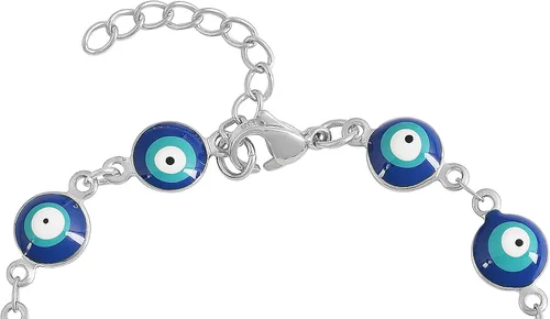 Vista 2 de Edforce Stainless Steel Pulsera con dijes para mujer, color verde, cadena de eslabones ajustable para protección contra el mal de ojo, 8 pulgadas