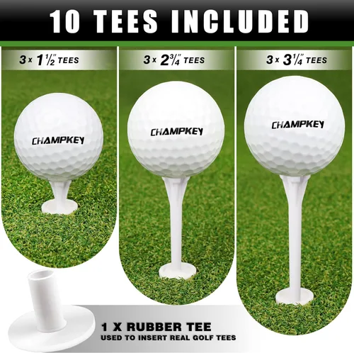 Vista 6 de CHAMPKEY Alfombrilla de Golf de Doble Césped Viene con 9 Tees de Golf y 1 Tee de Goma Alfombrilla de Práctica de Golf con Respaldo de Goma