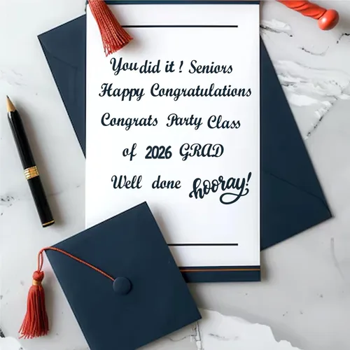 Vista 4 de Estivaux Palabras de graduación 2026 troqueladas para hacer tarjetas, letras de felicitaciones, plantillas de troqueles de graduación, plantillas